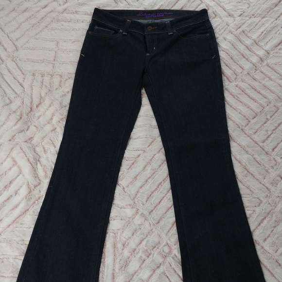 Anchor Blue Junior's Size 9 Regular Lilac Flap Pockets Dark Blue Bootcut Jeans - Picture 2 of 14